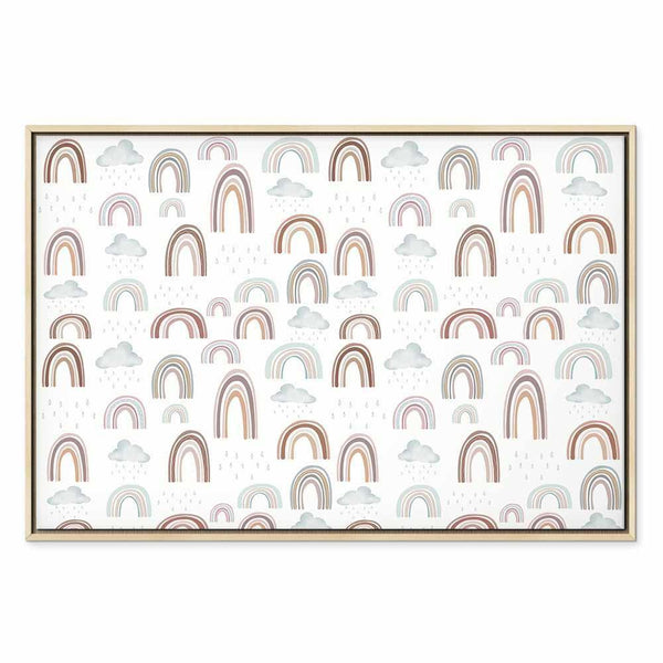 Quadro - Rainbows After the Storm - Rainbows of Various Sizes in Pastel Hues Among Rain Clouds in a Gray-Blue Shade