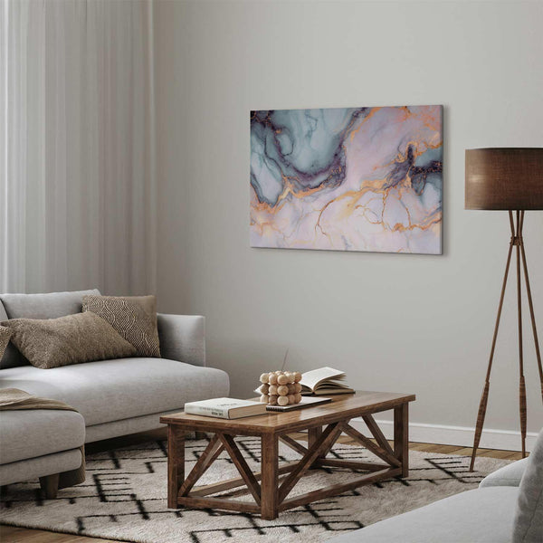 Quadro - Pastel stones - pink and blue structures on a marble base