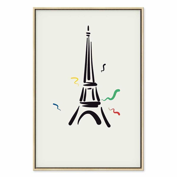 Quadro - Black Graphic Drawing of the Eiffel Tower on a Cream Background