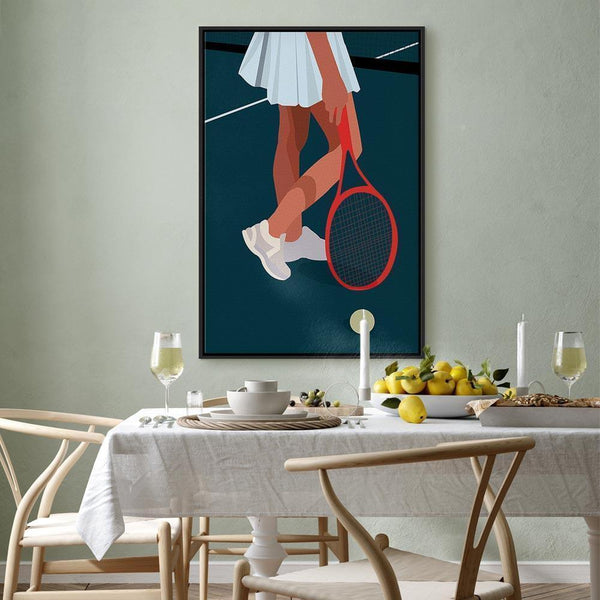 Quadro - Female Tennis Player With a Red Racket on the Court - Graphics