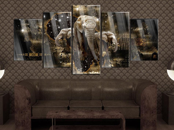 Quadro su vetro acrilico - Brown Elephants