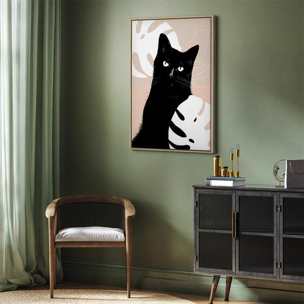 Quadro - Cat in Monsteras (1 Part) Vertical
