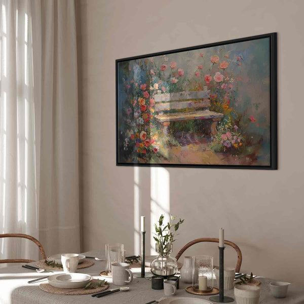 Quadro - Flowery bench - impressionist painting full of flowers