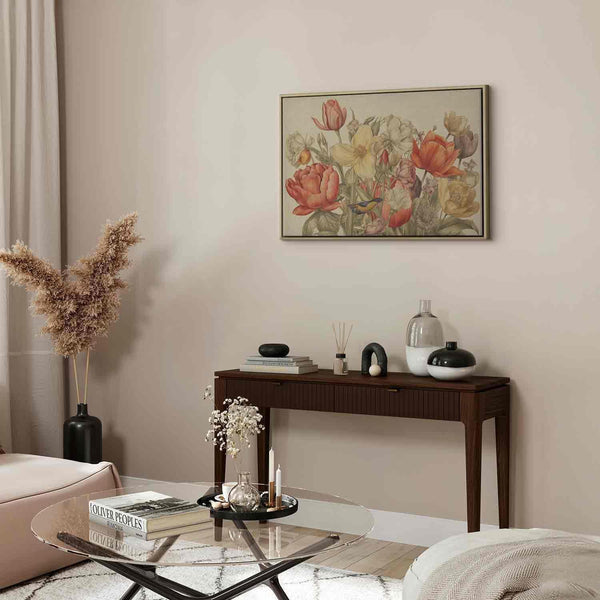 Quadro - Bouquet of flowers on a cream background