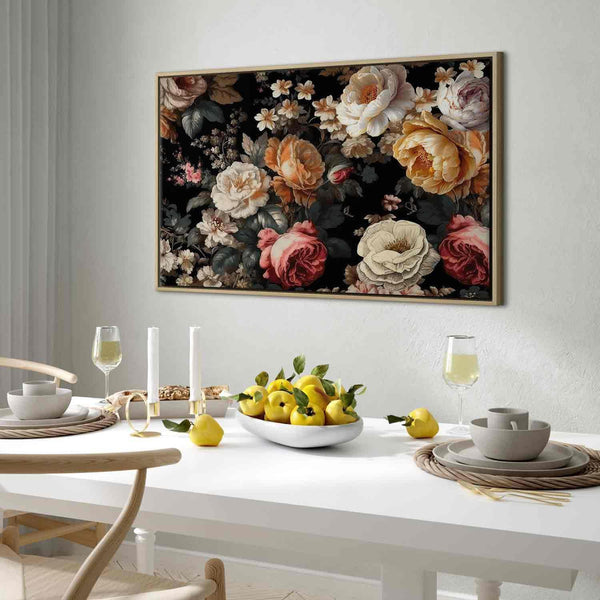 Quadro - Colourful flowers on a black background