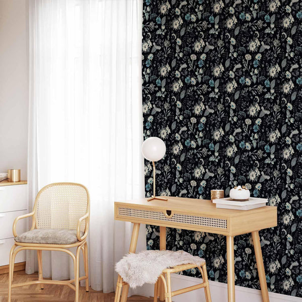 Tappezzeria murale - Fragrant flowers and herbs - blue