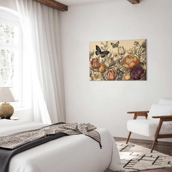 Quadro - Colourful tulips on a cream background