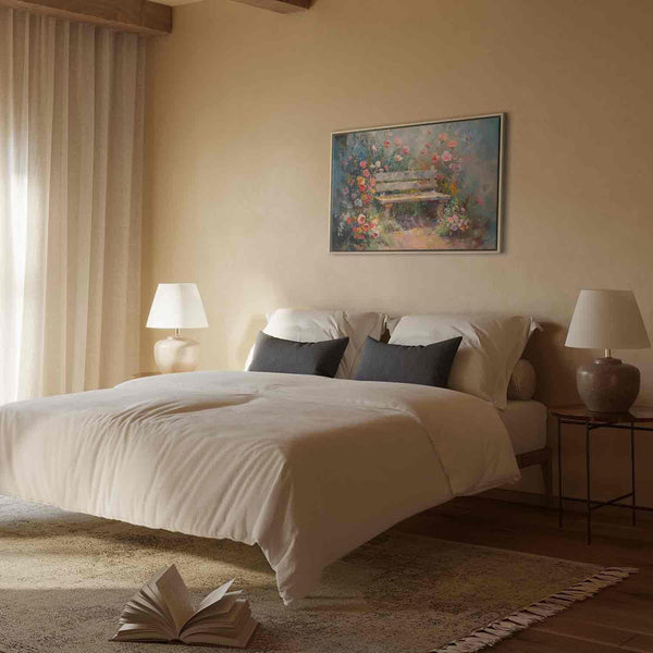 Quadro - Flowery bench - impressionist painting full of flowers