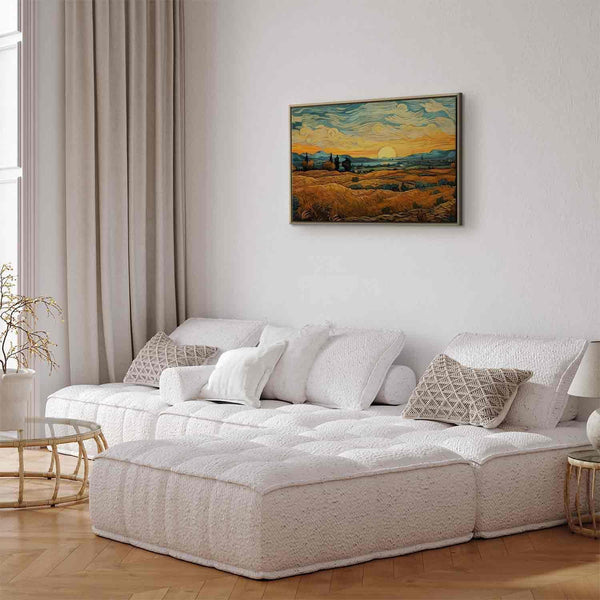 Quadro - Impressionistic fields - painted golden landscape with fields of grain