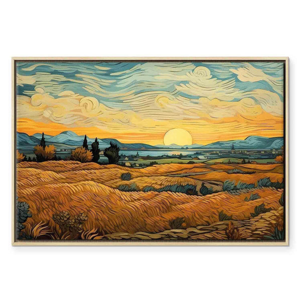 Quadro - Impressionistic fields - painted golden landscape with fields of grain