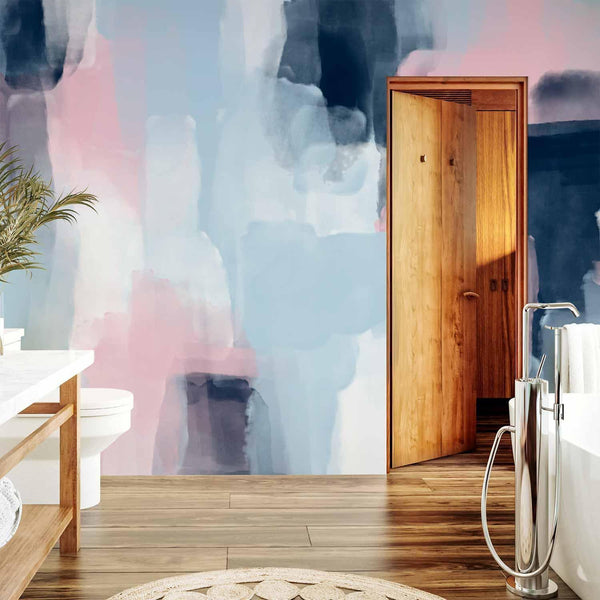 Carta da parati - Harmonious colours - abstract with blue and pink shapes