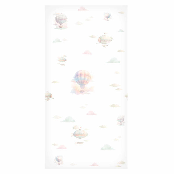 Tappezzeria murale - Watercolor - Colorful balloons and airships against a backdrop of colorful clouds