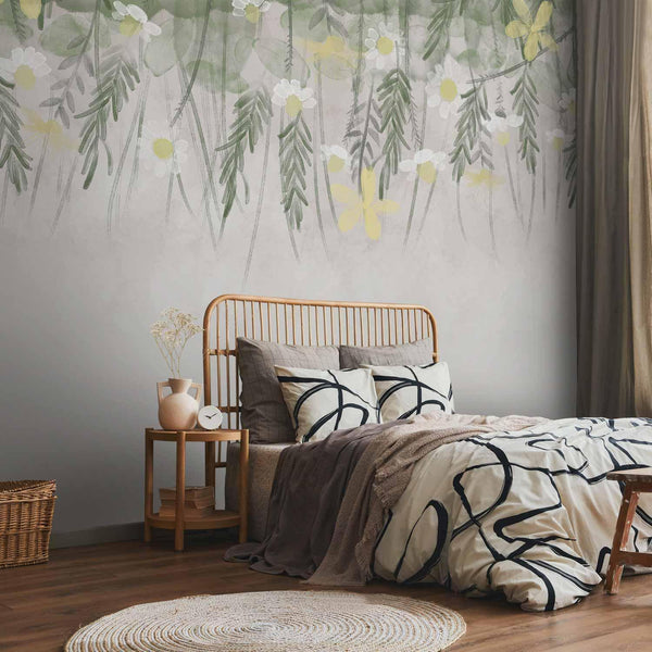 Carta da parati - Home herbarium - subtle floral motif with flowers in watercolour style