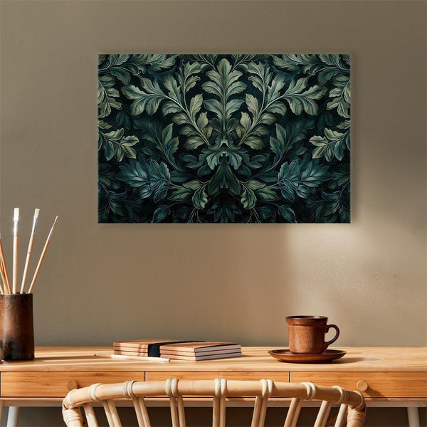 Quadro - Dark Green Victorian Leaves: Botanical Carved Composition
