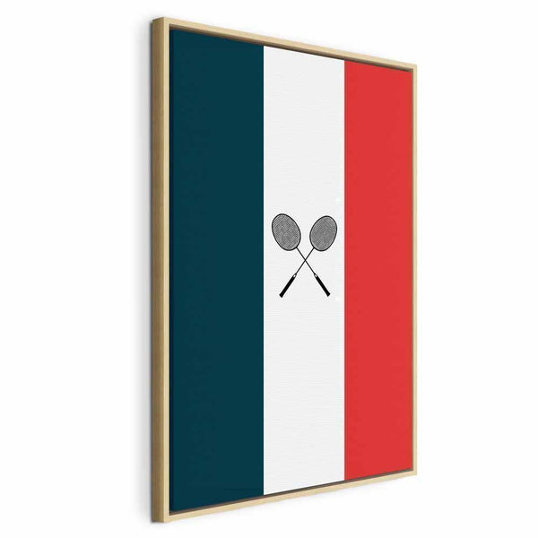 Quadro - Black Badminton Rackets Against the Backdrop of the French Flag