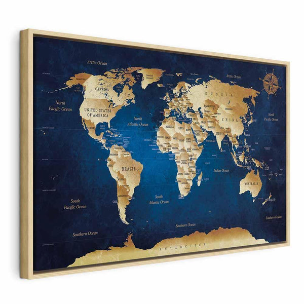 Quadro - World Map: The Dark Blue Depths