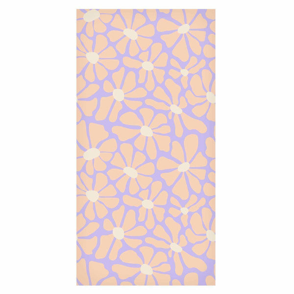 Tappezzeria murale - Cute Light-Beige Little Flowers - Small flowers with beige - undulating petals on a blue background