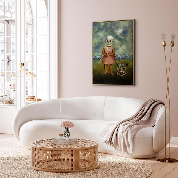 Quadro - Frida Kahlo – Girl with Death Mask (She Plays Alone)