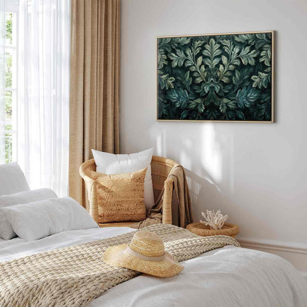 Quadro - Dark Green Victorian Leaves: Botanical Carved Composition