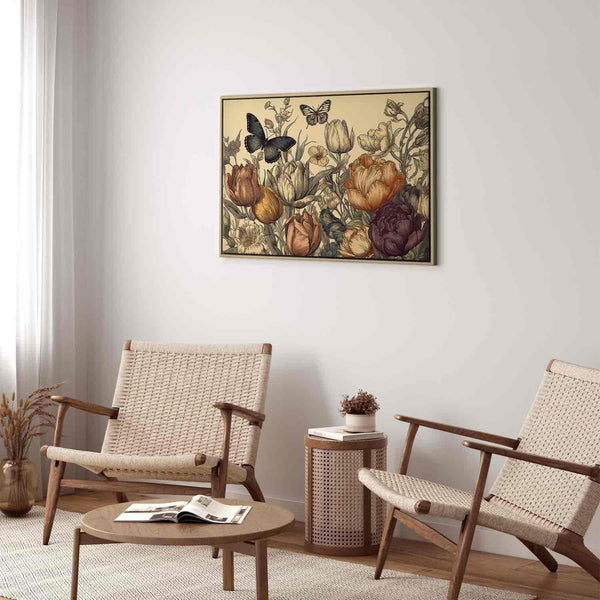 Quadro - Colourful tulips on a cream background