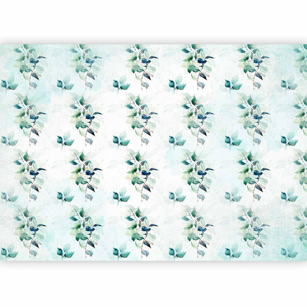 Carta da parati - Mint nature - uniform pattern in floral motif with green leaves