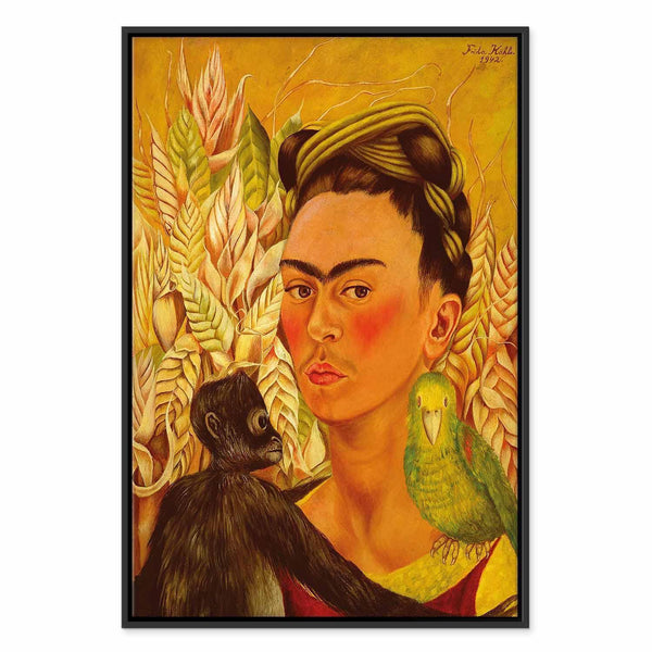 Quadro - Frida Kahlo – Self-Portrait with Monkey and Parrot