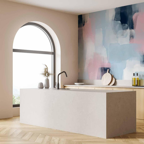 Carta da parati - Harmonious colours - abstract with blue and pink shapes