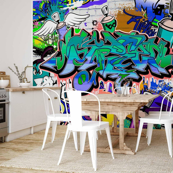 Carta da parati - Graffiti: blue theme