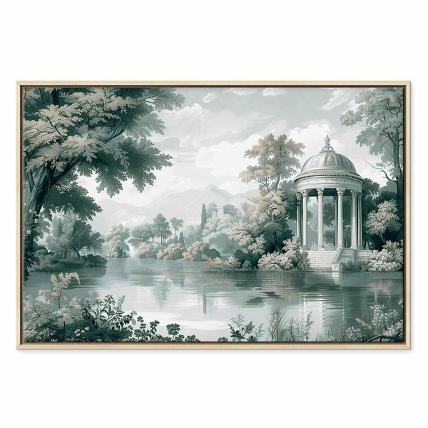 Quadro - View of the Park and Lake Retro Vintage Landscape in Greens