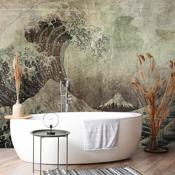 Carta da parati - Great wave in Kanagwa in retro style - landscape of rough sea