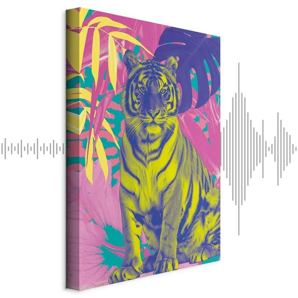 Quadro - Colorful Tiger - Intense Colors of a Tiger Surrounded by Tropical Plants