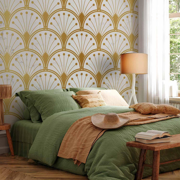 Carta da parati - Gold and Marble Art Deco-inspired Pattern