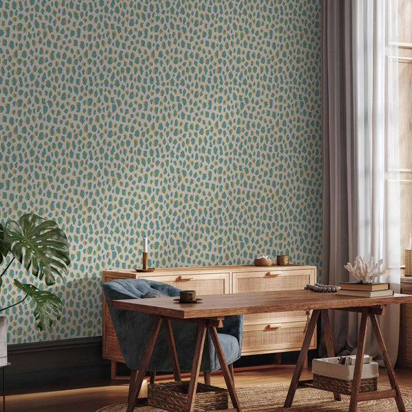 Tappezzeria murale - Giraffe Pattern - animal pattern in turquoise spots on a light background