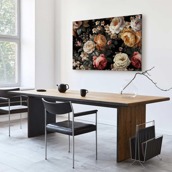 Quadro - Colourful flowers on a black background