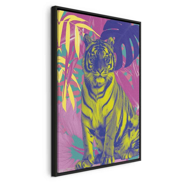 Quadro - Colorful Tiger - Intense Colors of a Tiger Surrounded by Tropical Plants