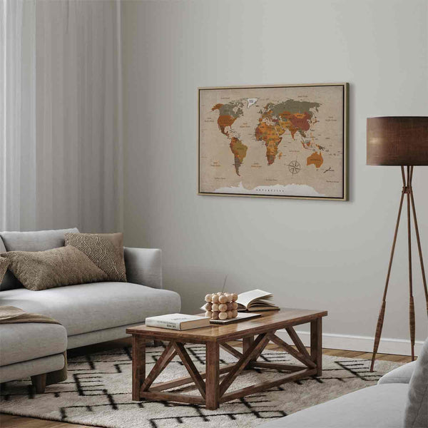 Quadro - World Map: Beige Chic