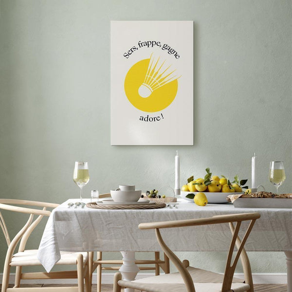 Quadro - Badminton Shuttlecock on a Yellow Circle Background