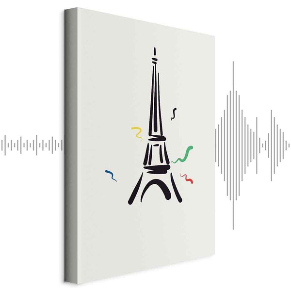 Quadro - Black Graphic Drawing of the Eiffel Tower on a Cream Background
