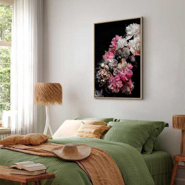 Quadro - Peony Charm (1-part) - Colorful Bouquet on Black Background