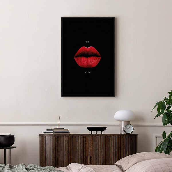 Quadro - Red Lips (1-part) - Black Background with English Text