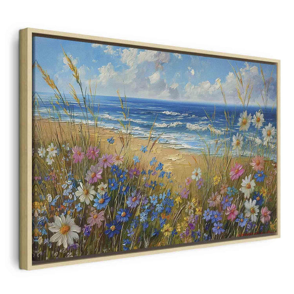 Quadro - Seascape – wildflowers and a view of the rough sea