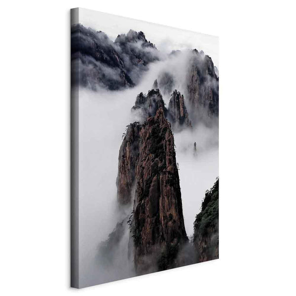 Quadro - High Mountains in Mist (1-part) - Landscape of Clouds Amid Rocks