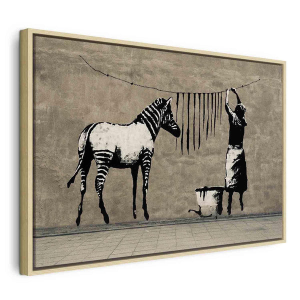 Quadro - Banksy: Washing Zebra on Concrete (1 Part) Wide
