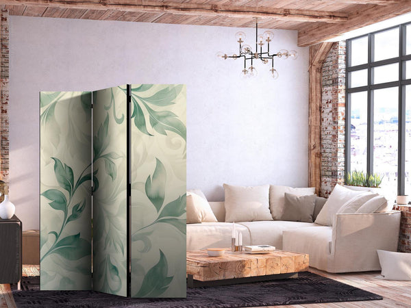 Paravento - Watercolor Botanical Motif - Delicate Green and Beige Leaves