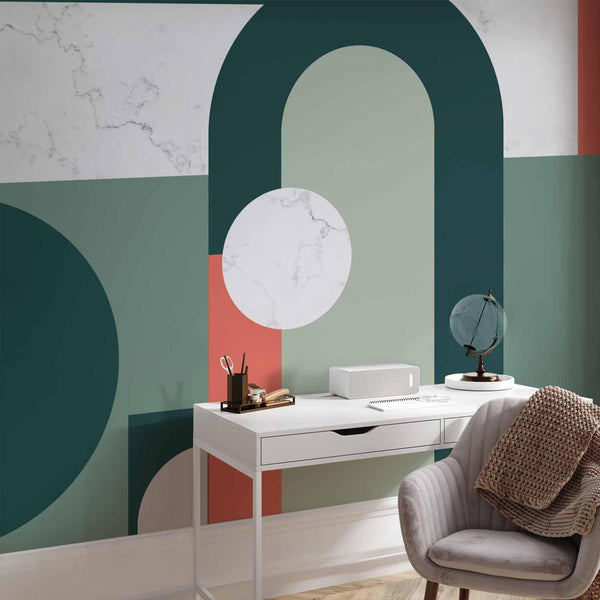 Carta da parati - Geometric Pattern With Marble Motif