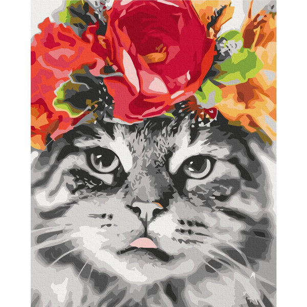 Quadro fai da te - Cat With Flowers