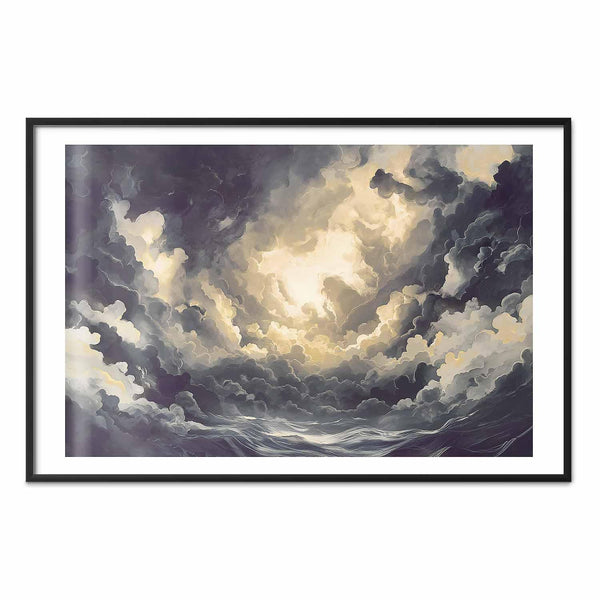 Poster - Epic Play of Light: The Sun Battling for Dominance Over the Clouds