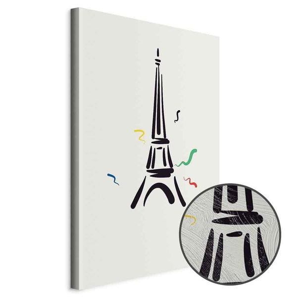 Quadro - Black Graphic Drawing of the Eiffel Tower on a Cream Background