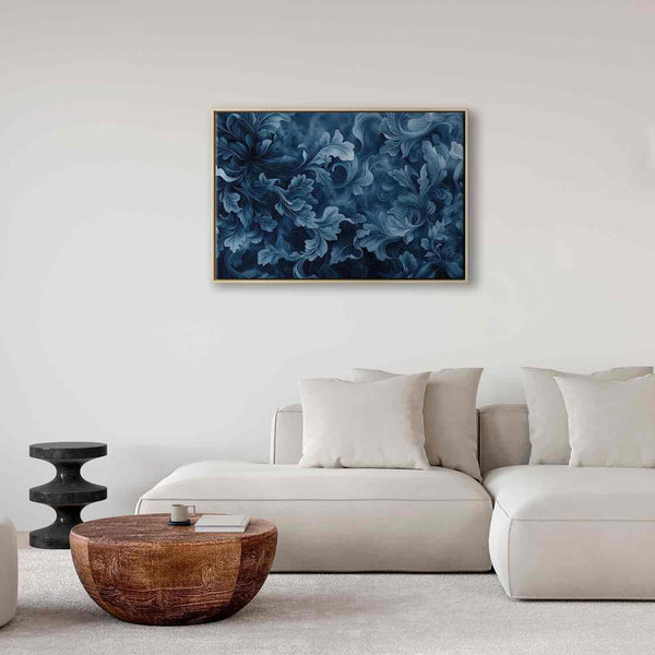 Quadro - Abstract Ornaments Dark Blue Victorian Leaves