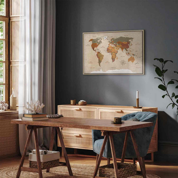 Quadro - World Map: Beige Chic